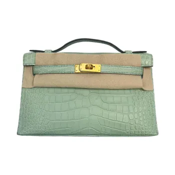 HERMES Kelly Matte Crocodile Leather Kelly Bag Crossbody Handbag Mini Women's 6U Vert D'Eau Mint Green