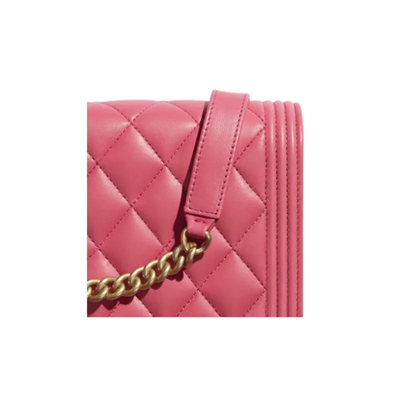 CHANEL Leboy Sheepskin And Gold Plated Metal Wallet, Shoulder Bag Women's Pink-4