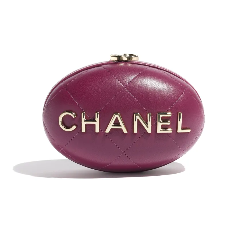 CHANEL Lambskin Clutch Women's Dark Purple-3
