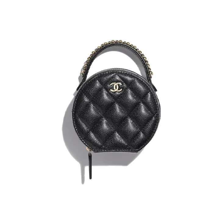 CHANEL Calfskin Jewelry Box Handbag Regular Women's Black-0