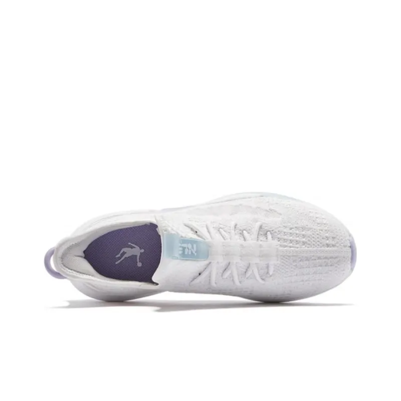 QIAODAN Anti Slip Wear Resistant Low Top Running Shoes Women's White Purple-3