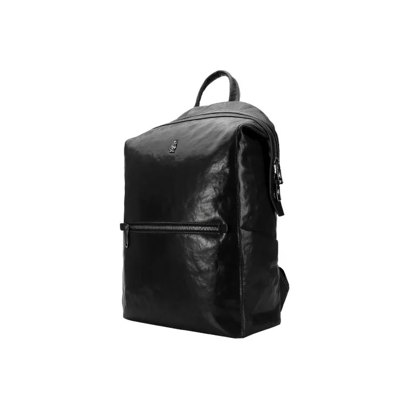 Hush Puppies Vegetable Tanned Top Grain Cow Leather Backpack Large Size Men's Black-1