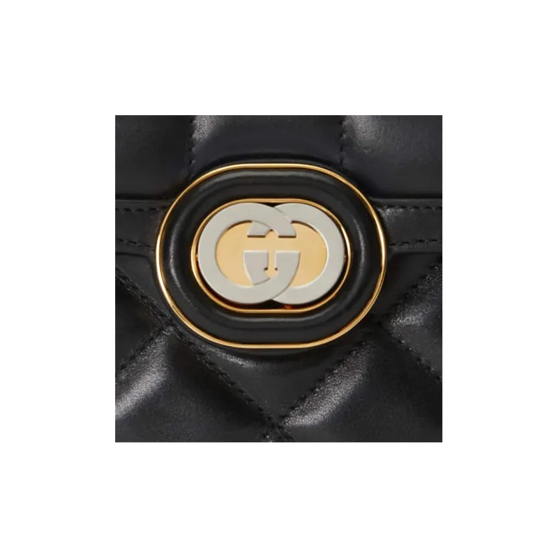 GUCCI Leather Portable Crossbody Bag Shoulder Bag Women's Black-7