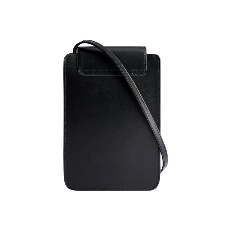 AMIPARIS Smooth Leather Handheld One Shoulder Crossbody Cell Phone Pouch Men's Black-2