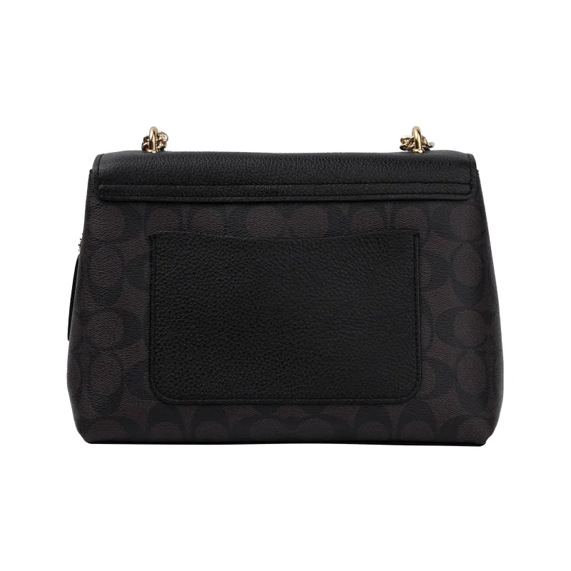 COACH Tammie Pebbled Leather Shoulder Bag Crossbody Bag Medium Size Women's Dark Brown Monogram & Black-1