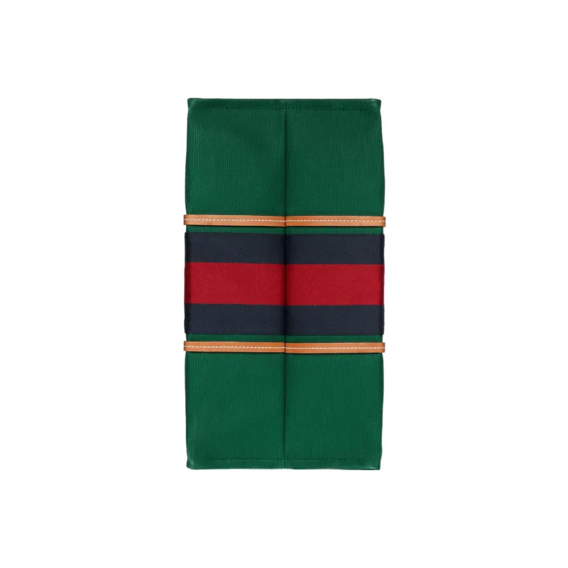 GUCCI Cotton Fabric With Leather Tote Bag, Shopping Bag, Handbag Tubas Men's Green/Red/Dark Blue-7
