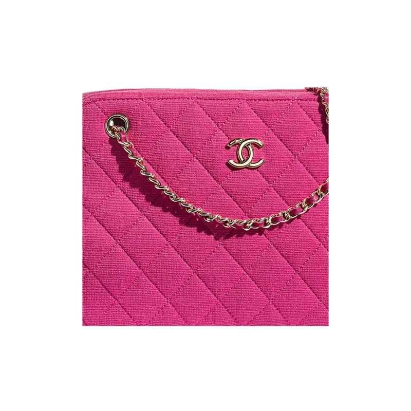 CHANEL Knit Shoulder Bag Women's Fuchsia-4