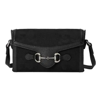 GUCCI Horsebit 1955 Canvas With Leather Canvas Bag Box Bag Camera Bag Shoulder Bag Crossbody Bag Mini Men's Black