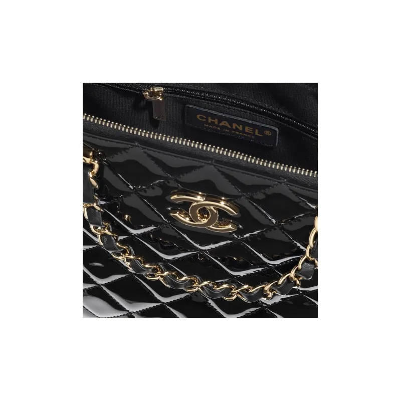 CHANEL Patent Leather Calfskin Dome Bag, Shoulder Bag, Crossbody Bag, Handbag Tubas Women's Black-3