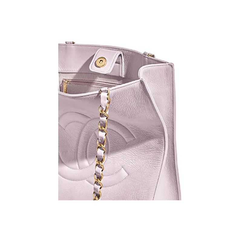 CHANEL Calfskin And Gold Metal Shoulder Bag Women's Purple Lilac-4