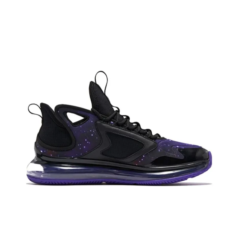 QIAODAN Slip Resistant, Abrasion Resistant, Lightweight Mid Top Running Shoes Men's Black Purple-1