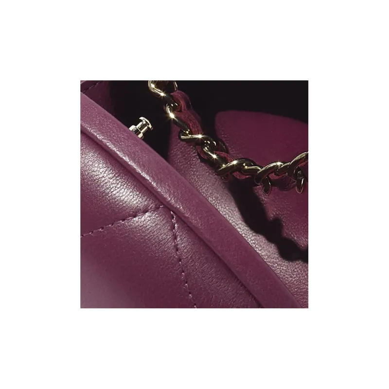 CHANEL Lambskin Clutch Women's Dark Purple-4