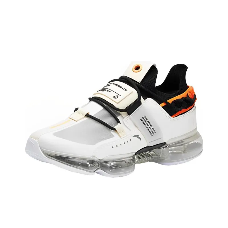 Anta Cushioned Wear Resistant Breathable Low Top Running Shoes Men's White Black-2