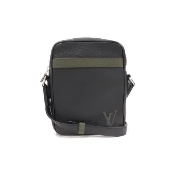 LOUIS VUITTON Danube Cow Leather Camera Bag Shoulder Bag Crossbody Bag Small Size Men's Black
