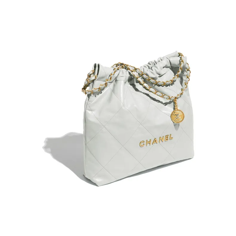CHANEL 22Bag Cow Leather Trash Bag, Tote Bag, Shopping Bag, Handbag, Shoulder Bag Women's Light Blue-1