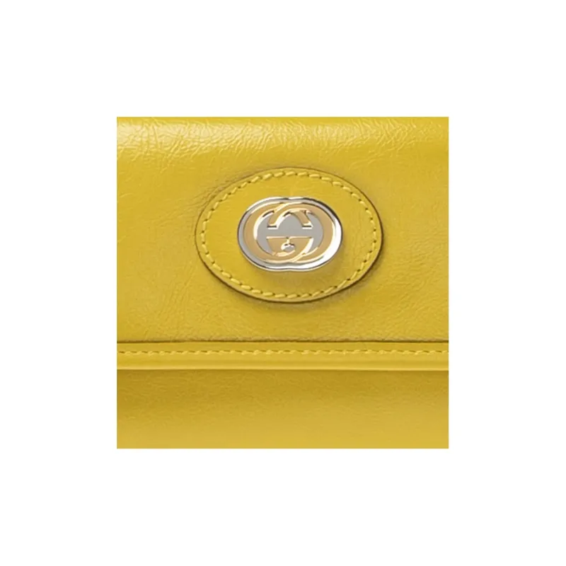 GUCCI Leather Sling Bag Fanny Pack Regular Unisex Yellow-4