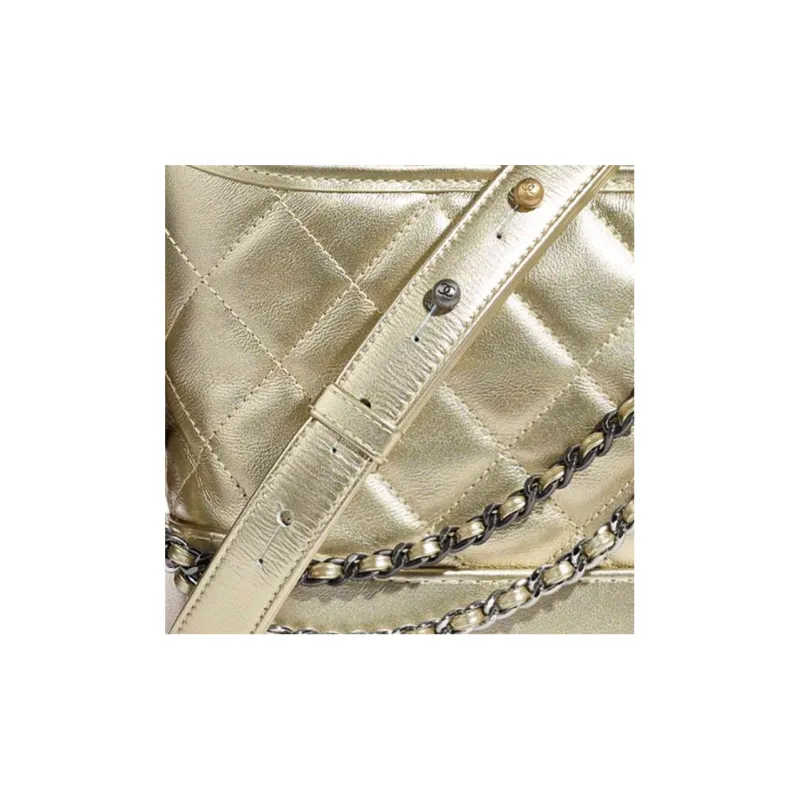 CHANEL Gabrielle Calfskin Crossbody Handbag, Shoulder Bag Trumpets Women's Gold-3