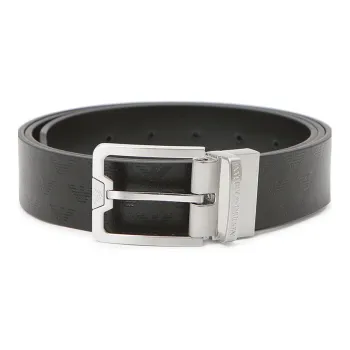EMPORIO ARMANI Logo Engraved Buckle Belt