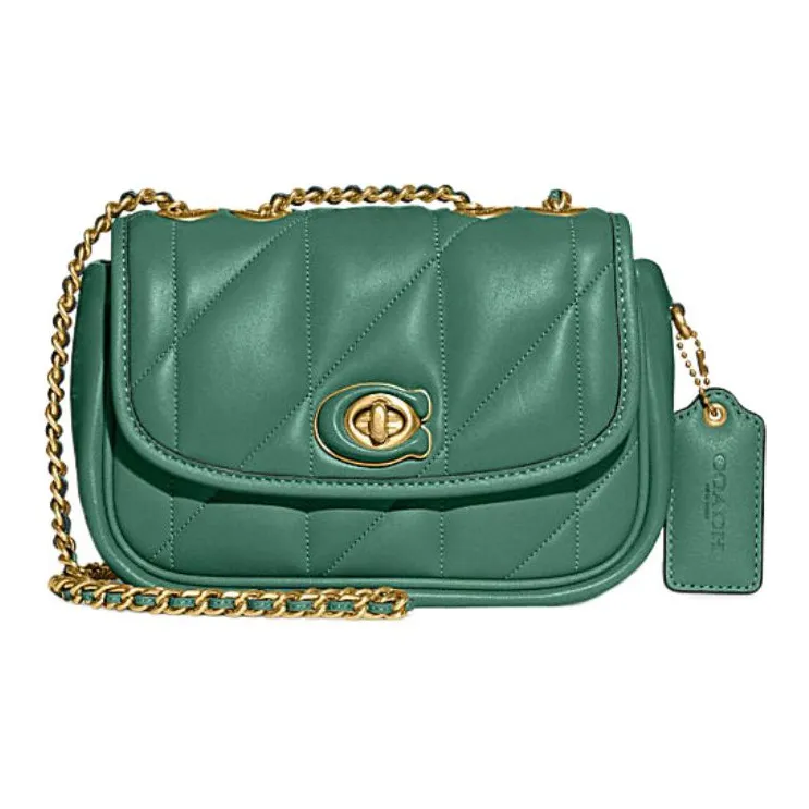 COACH Pillow Sheepskin Crossbody Bag Shoulder Bag Small Size Women's Green-0