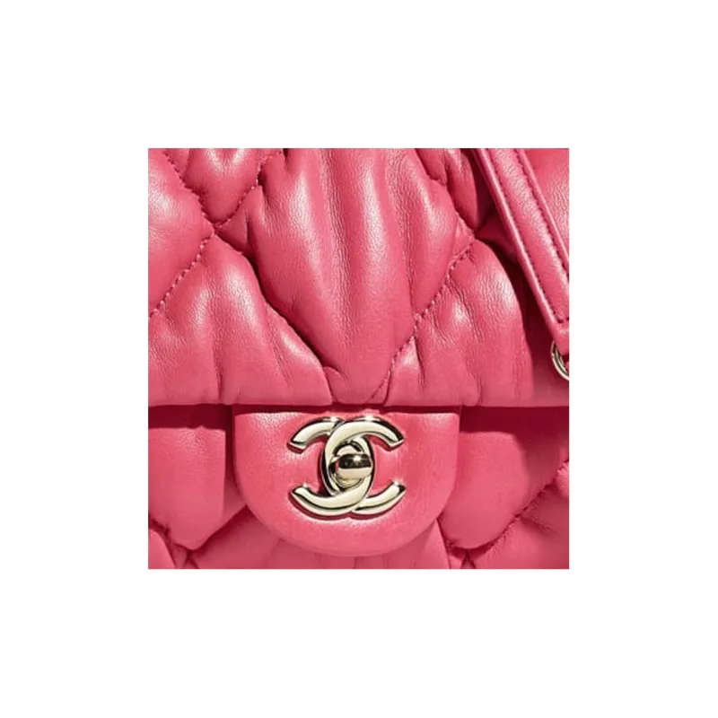 CHANEL Calfskin Flap Bag, Cream Puff Bag, Shoulder Bag Women's Pink-4