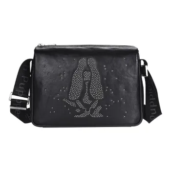Hush Puppies Cow Leather Crossbody Bag, Shoulder Bag Regular Men's Black