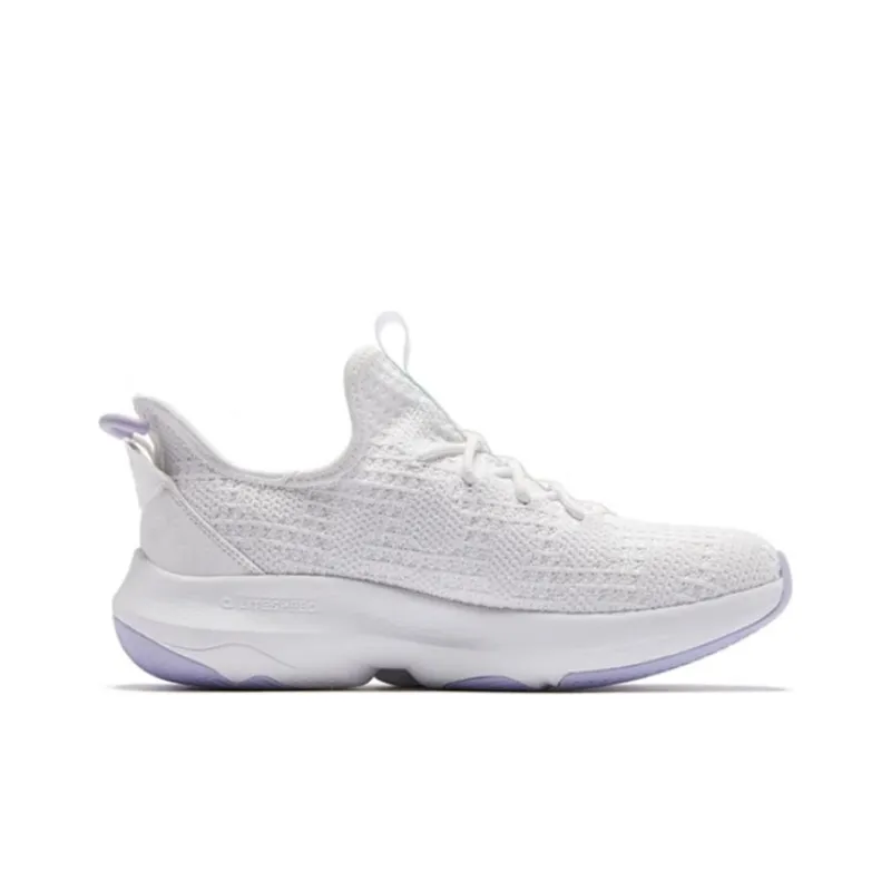 QIAODAN Anti Slip Wear Resistant Low Top Running Shoes Women's White Purple-1