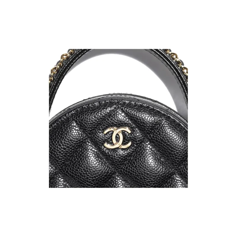 CHANEL Calfskin Jewelry Box Handbag Regular Women's Black-4
