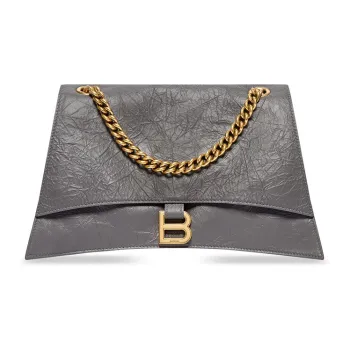 Balenciaga CRUSH Cow Leather Portable Crossbody Bag Shoulder Bag Women's Gray