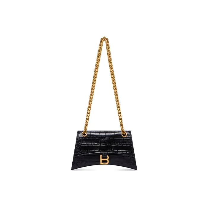 Balenciaga CRUSH Cow Leather Portable Crossbody Bag, Shoulder Bag Women's Black-0
