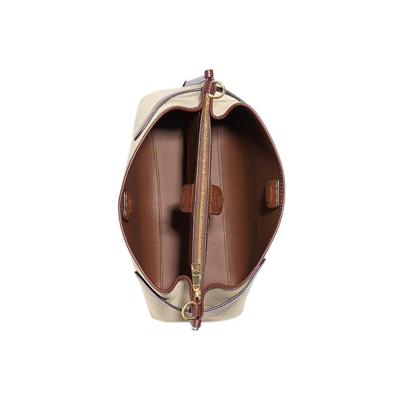 COACH Hanna Canvas Cow Leather Patchwork Shoulder Bag Portable Crossbody Bag Shoulder Bag Women's Khaki-2