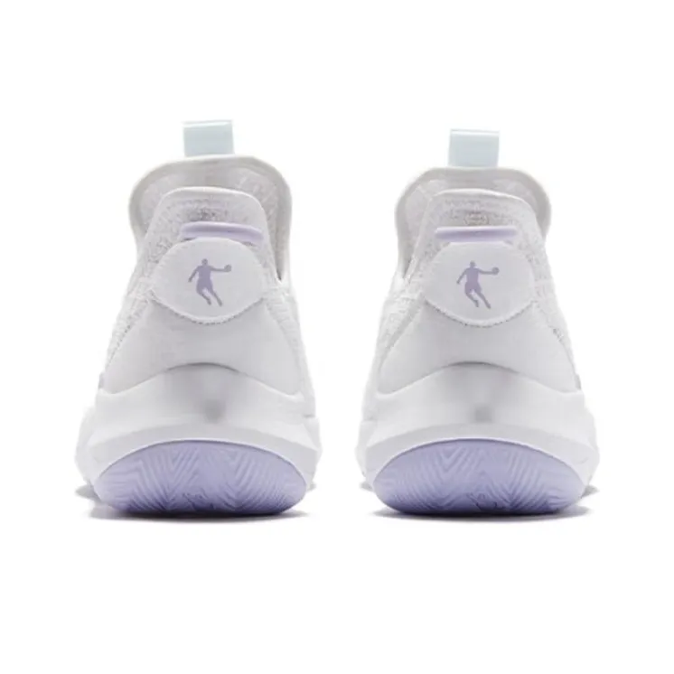 QIAODAN Anti Slip Wear Resistant Low Top Running Shoes Women's White Purple-4