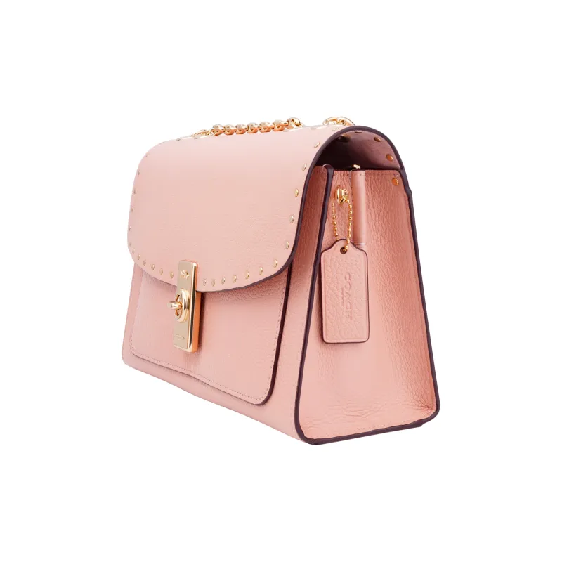 COACH Lane Pebbled Leather Trunk Bag Portable Crossbody Bag Shoulder Bag Women's Cherry Blossom Pink-2