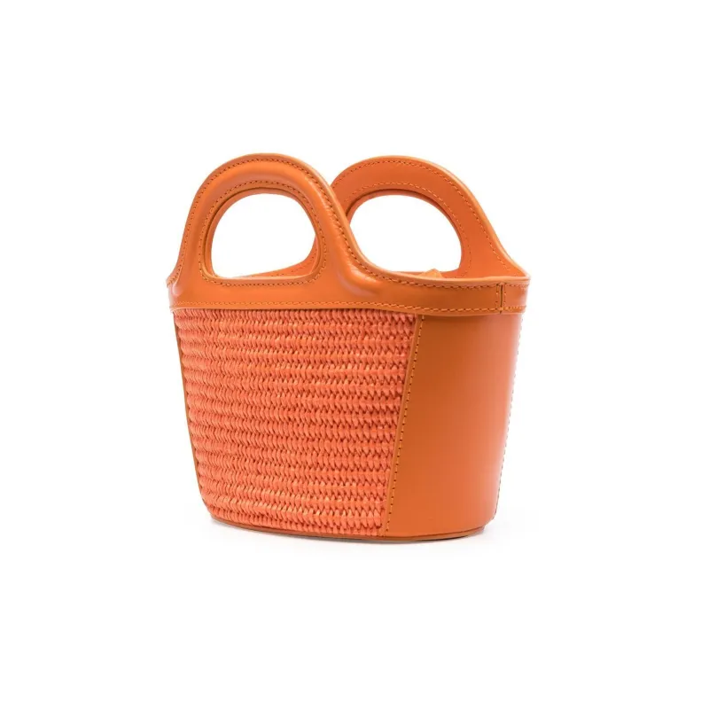 MARNI TROPICALIA Cotton With Cow Leather Shoulder Bag Crossbody Bag Handbag Mini Women's Orange-1
