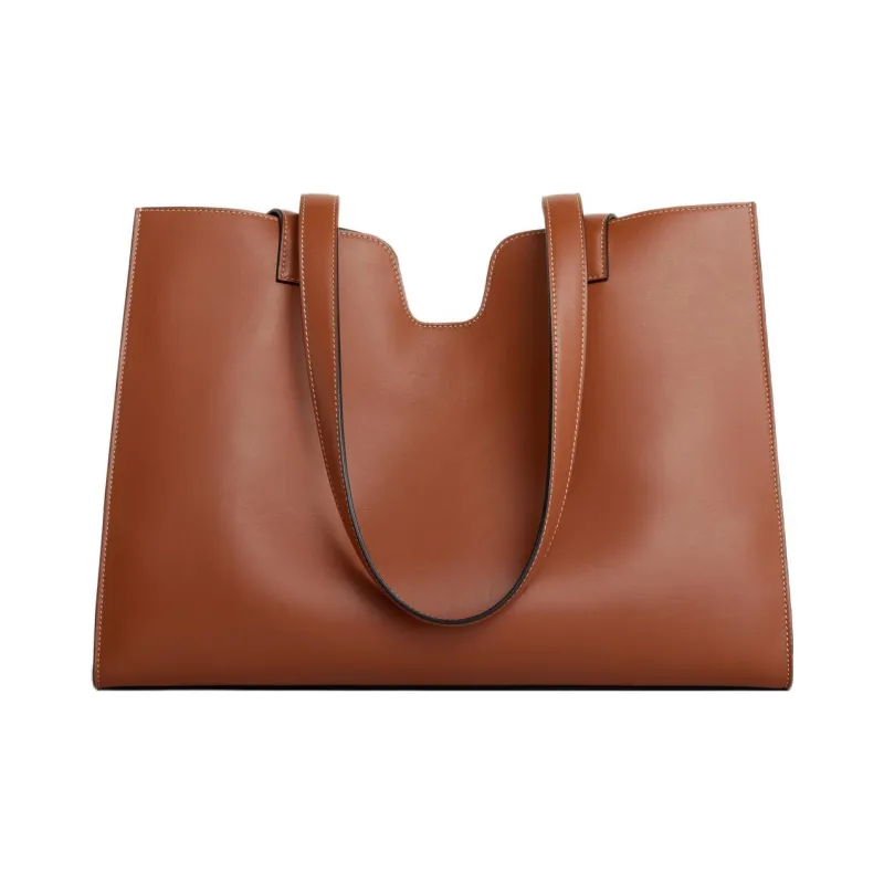 CELINE Cabas Smooth Calf Leather Tote Bag Shopping Bag Shoulder Bag Handbag Regular Women's Brown-2