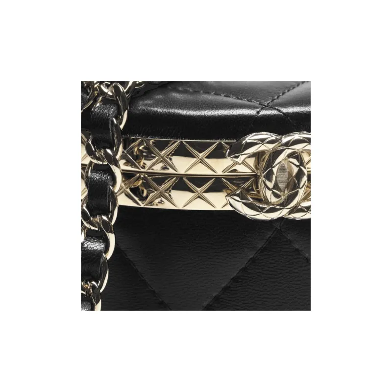 CHANEL 22K Autumn And Winter Lambskin Bucket Bag Evening Bag Clutch One Shoulder Makeup Bag Women's Black-2