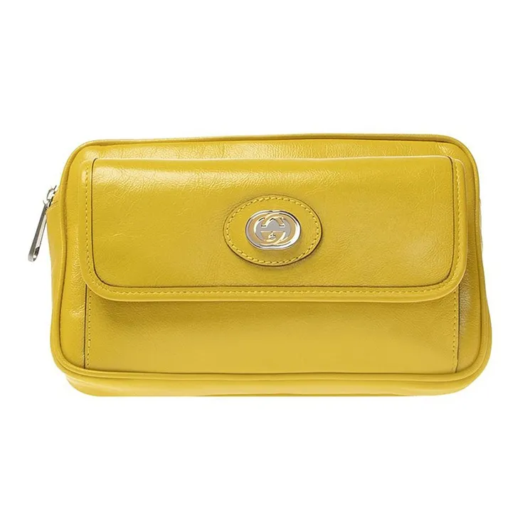 GUCCI Leather Sling Bag Fanny Pack Regular Unisex Yellow-0