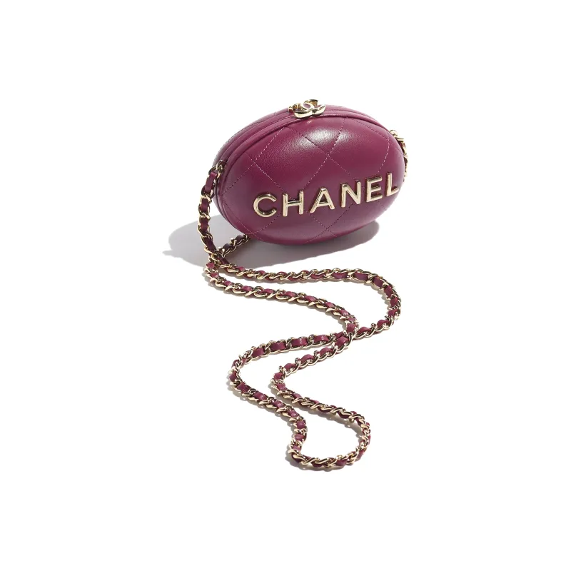 CHANEL Lambskin Clutch Women's Dark Purple-2