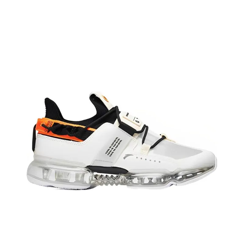 Anta Cushioned Wear Resistant Breathable Low Top Running Shoes Men's White Black-1