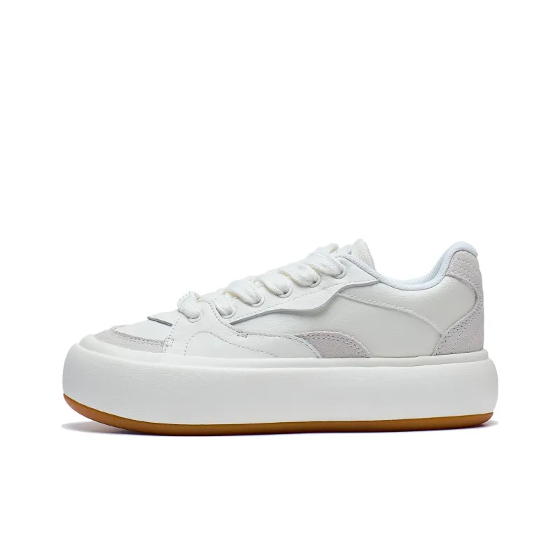 LiNing Puff Platform Anti Slip Wear Resistant Low Top Skateboard Shoes Women's Ecru-0