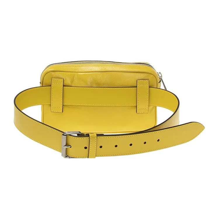 GUCCI Leather Sling Bag Fanny Pack Regular Unisex Yellow-2