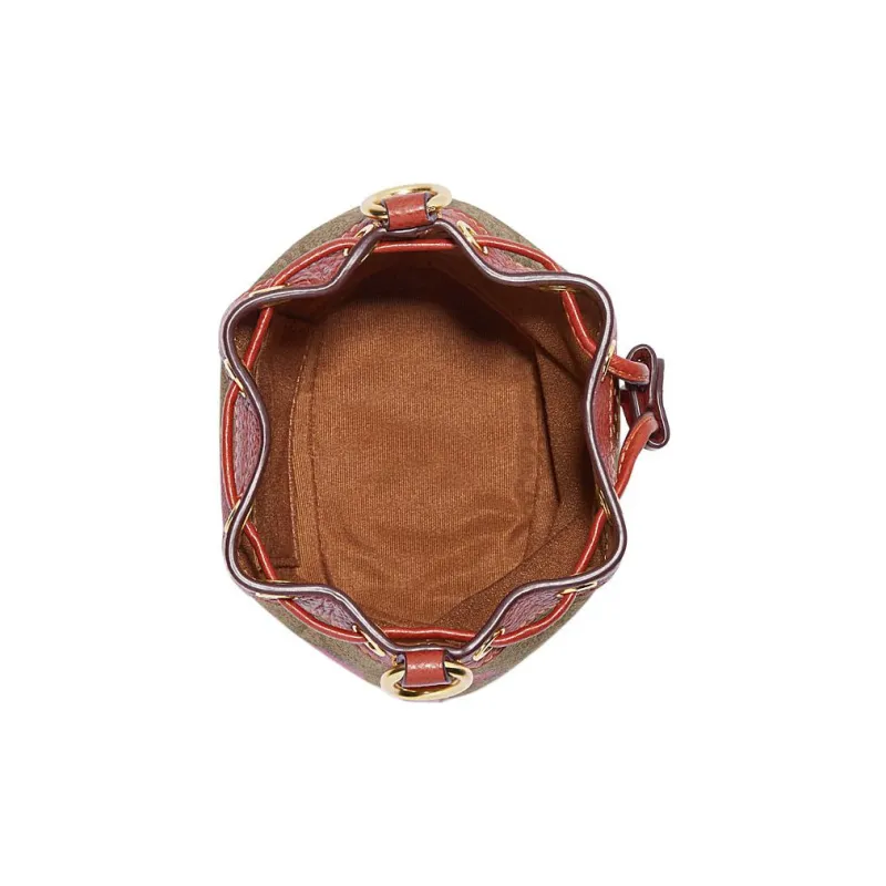 COACH Dempsey Cow Leather Bucket Bags Handbags Medium Size Women's Red & Brown Monogram-2