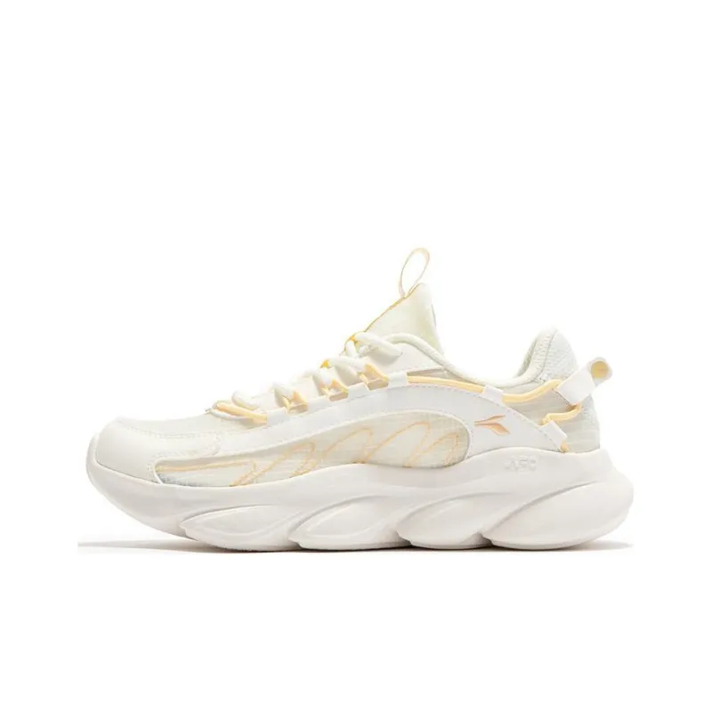 361° Slip Resistant, Abrasion Resistant, Breathable Low Top Running Shoes Women's White Yellow-0