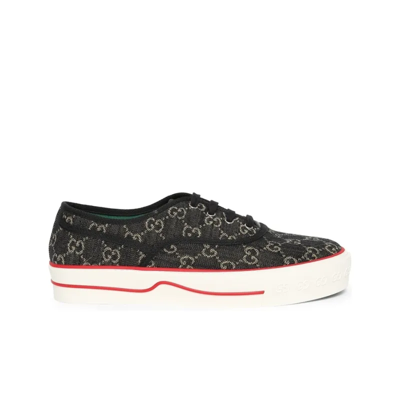 GUCCI Tennis 1977 Low 'GG Logo Black Denim'-1