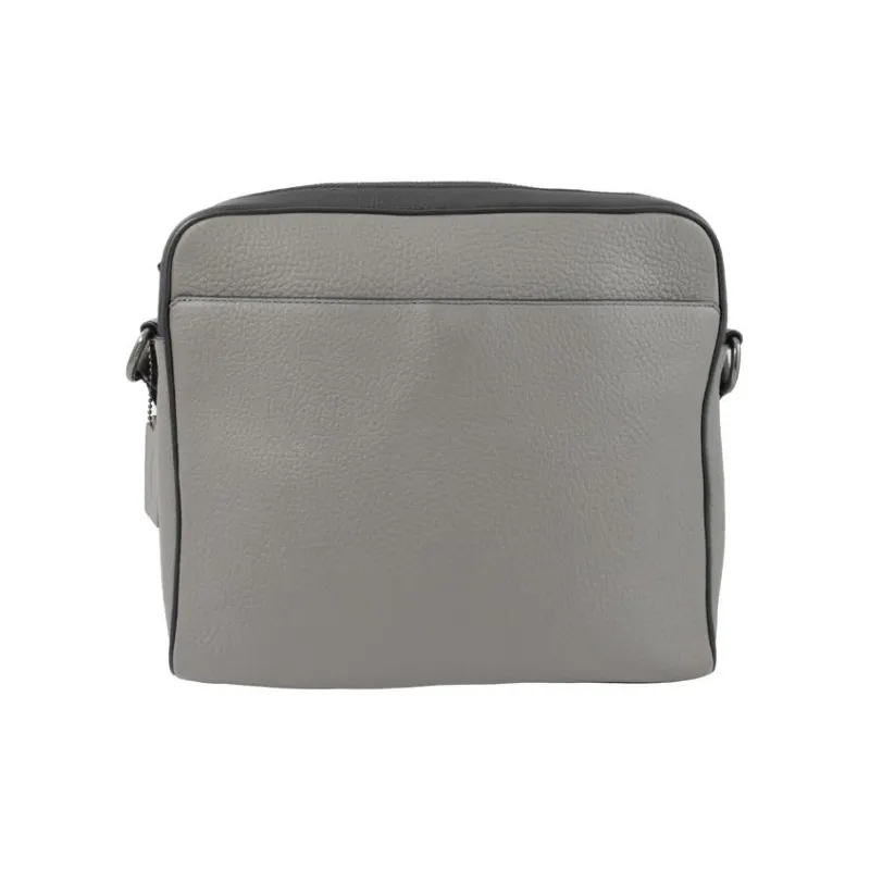 COACH Charles Matte Pebbled Leather Briefcases Shoulder Bag Crossbody Bag Large Size Men's Gray & Black-1