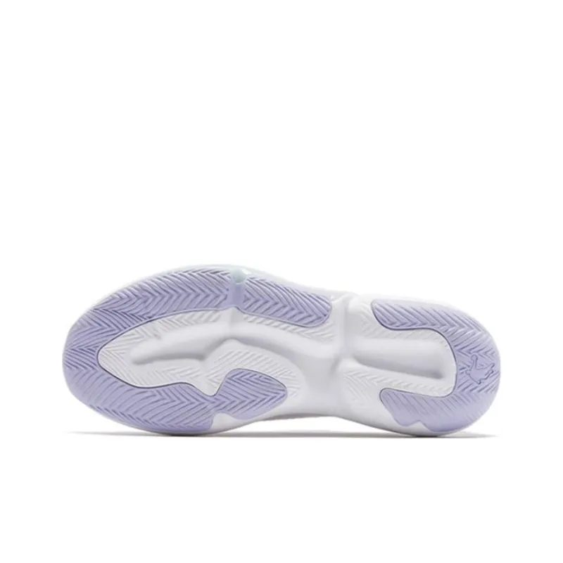 QIAODAN Anti Slip Wear Resistant Low Top Running Shoes Women's White Purple-5