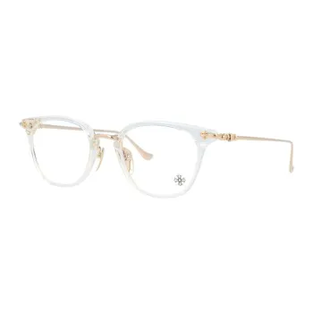 Chrome Hearts Plate And Metal Oval Eyeglass Frames Unisex Gold