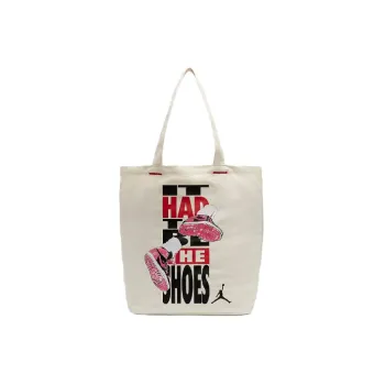 Jordan Cotton Tote Bag, Shopping Bag, Shoulder Bag, Handbag Regular Unisex White