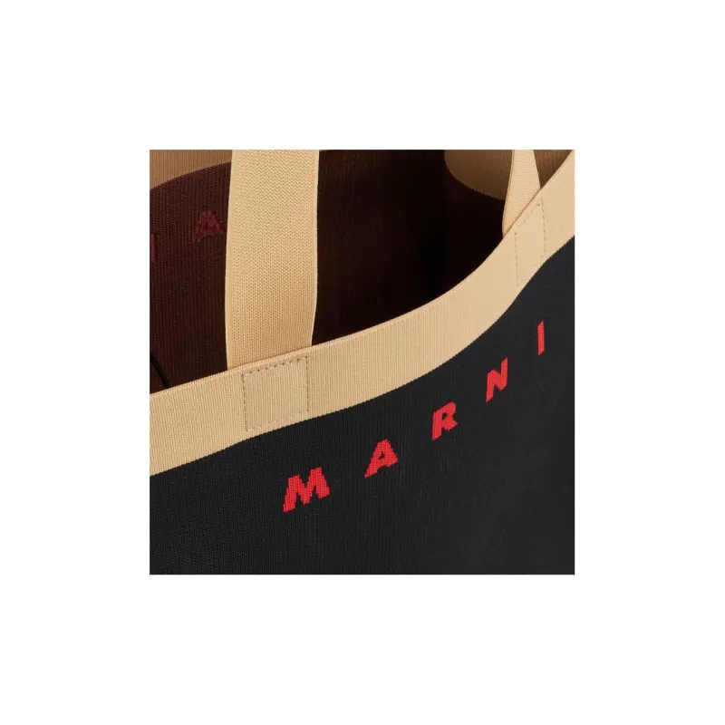 MARNI Polyester One Shoulder Handbags Men's Black/Brown-3