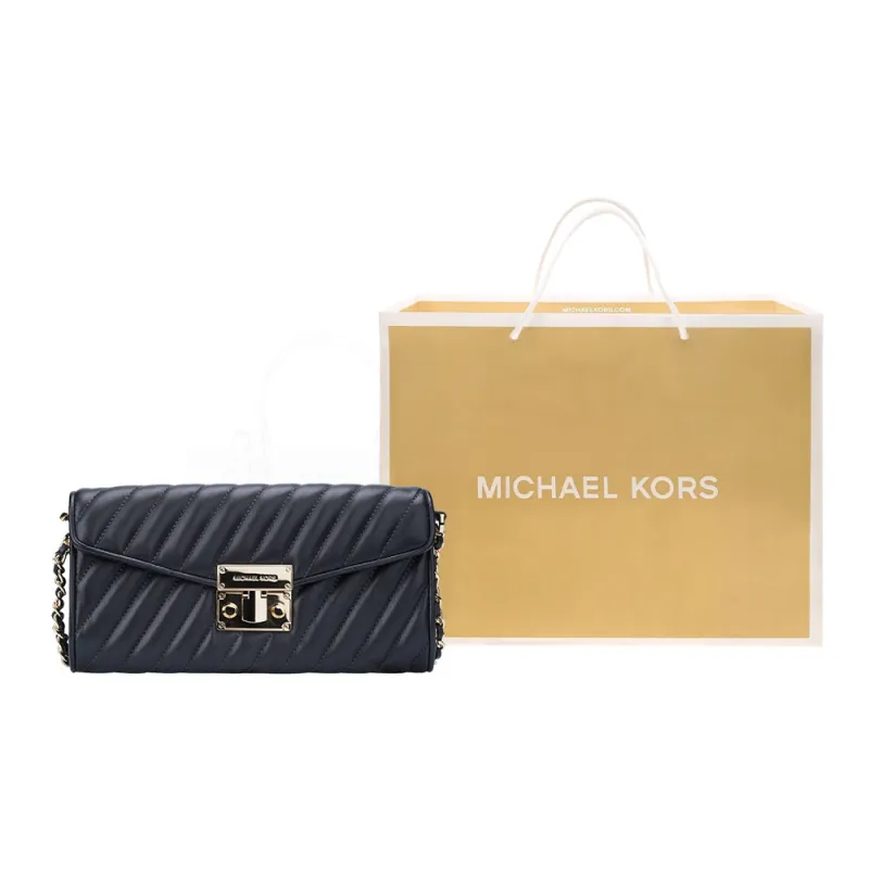 MICHAEL KORS Rose Leather Flap Bag Shoulder Bag Crossbody Bag Women's Black-6