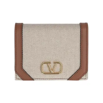 Valentino GARAVANI Leather Detail Wallet Trumpets Women's Brown
